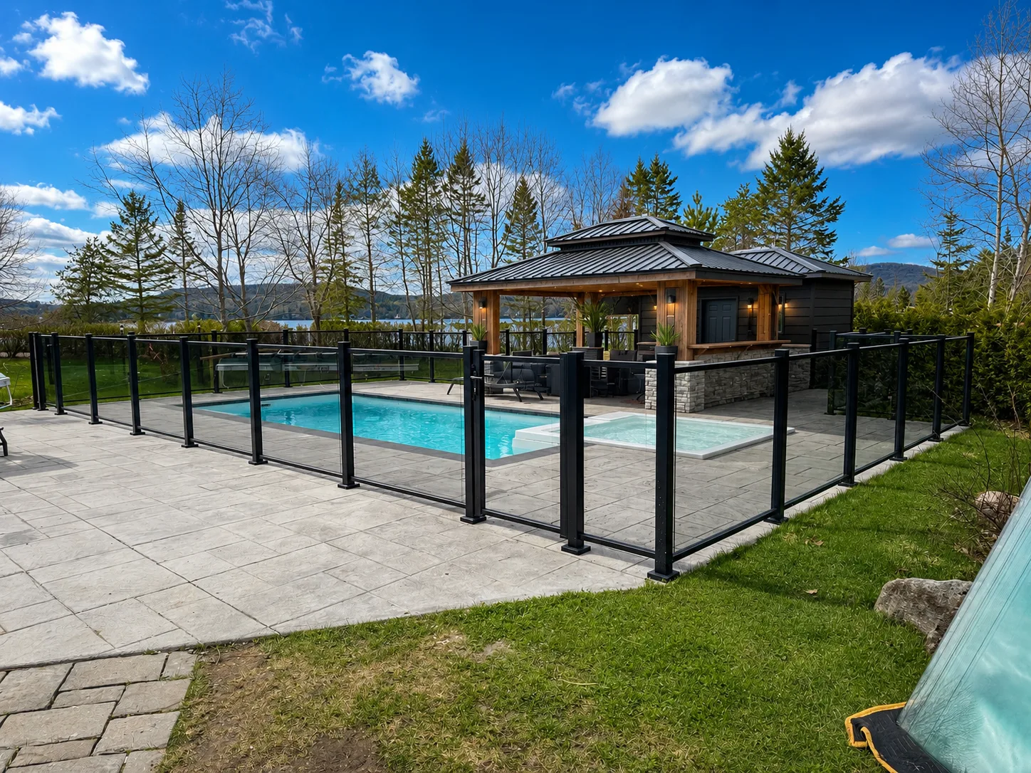 Délimiter : périmètre piscine URailing vue sur lac